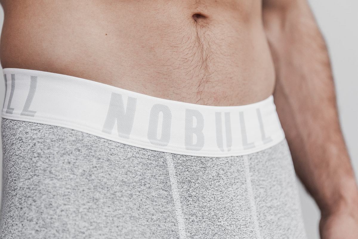 Nobull 3/4 Compression Plush Heather Men's Tights White | Australia (HV9041)